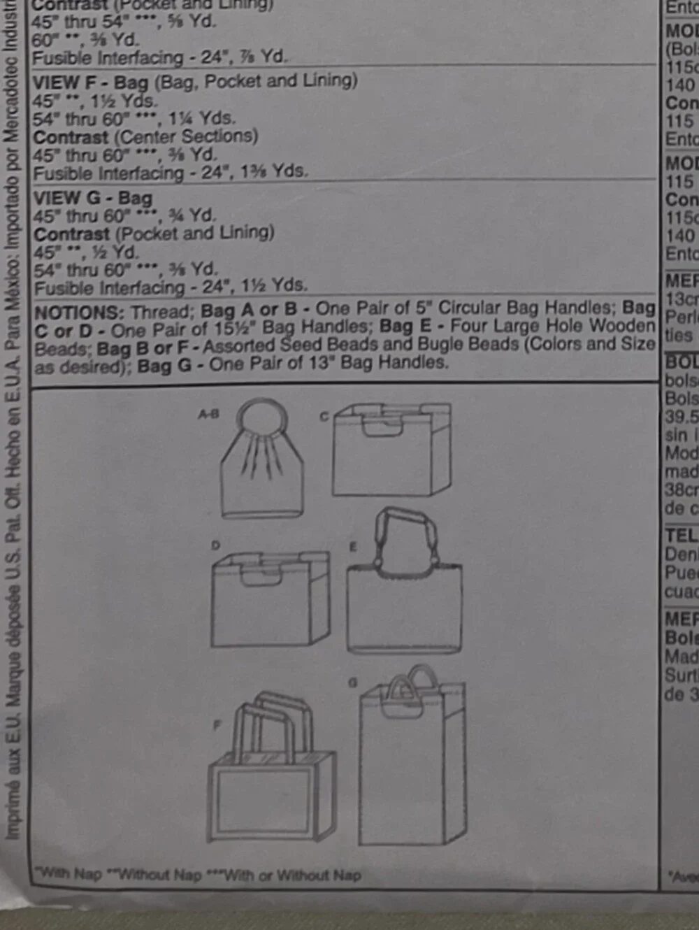 Sewing Pattern M4402 McCall's Fashion Accessories Floral Tote Bag Multicolor